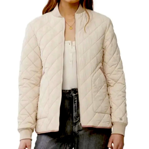 Soia & Kyo Jodie Reversible Quilted Bomber Jacket Sand/Clay Medium NWT Ret. $295 - Picture 1 of 9